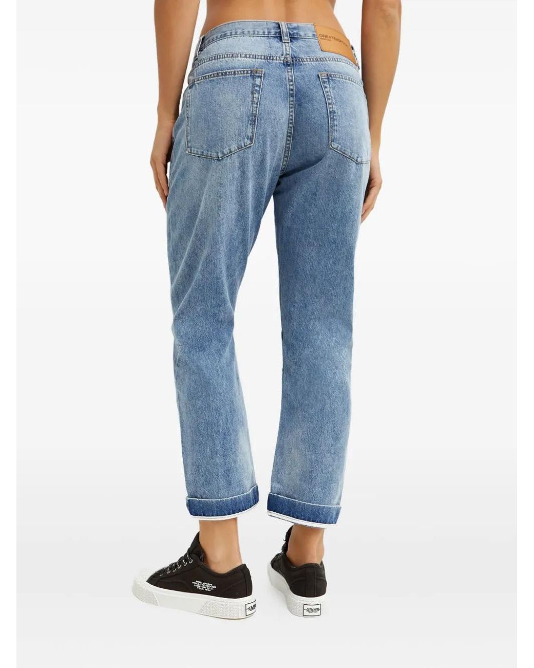 One Teaspoon Blue Cuffed Five-Pocket Jeans