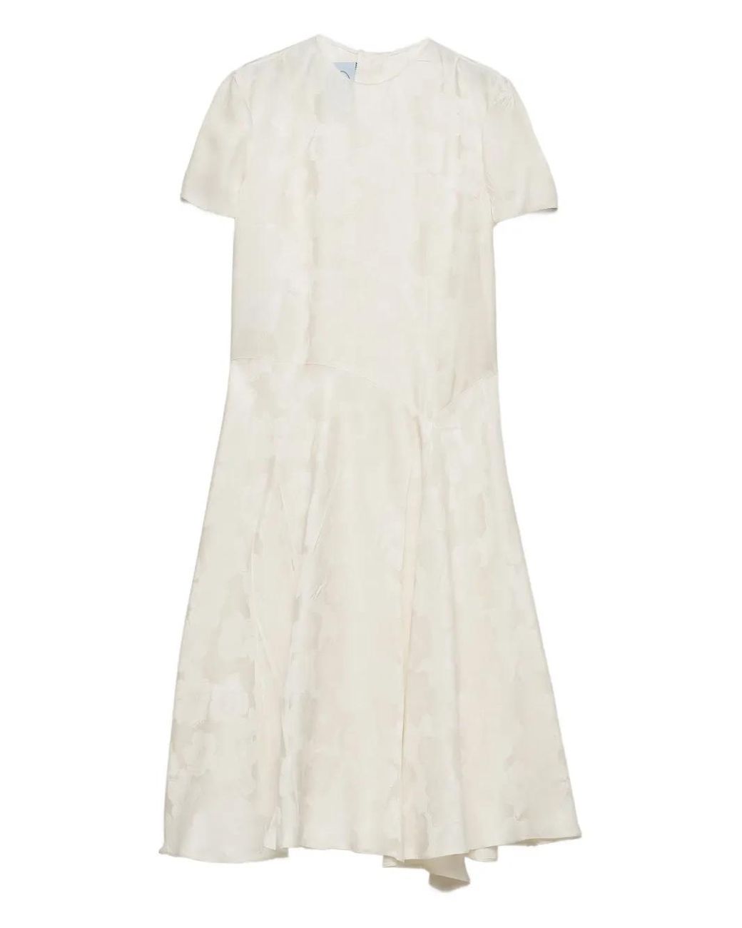 Prada White Jacquard Floral Midi Dress
