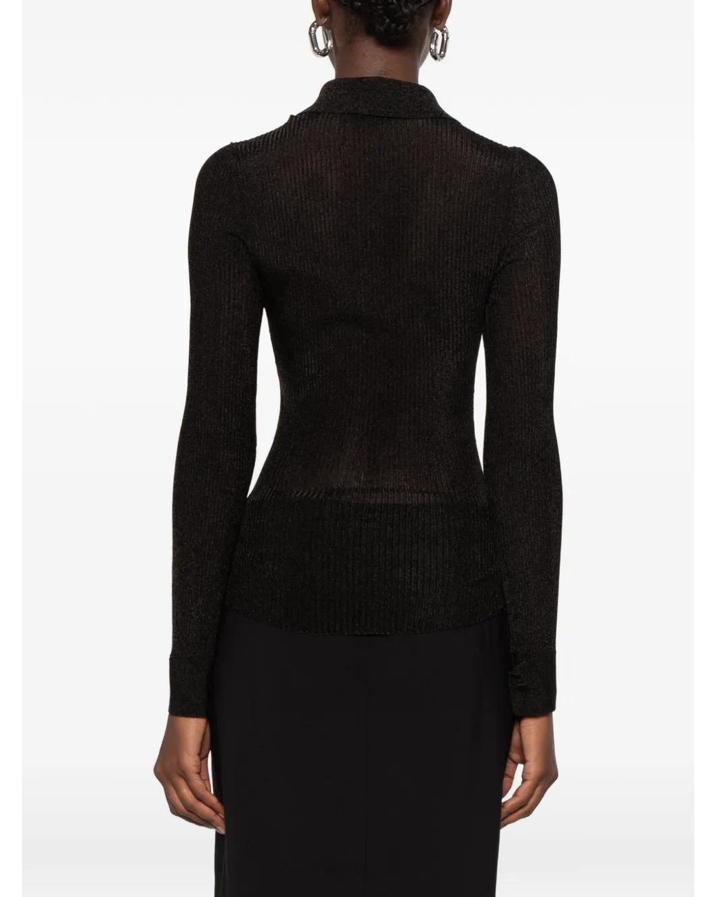Dondup Gray Ribbed-Knit Long-Sleeve Shirt