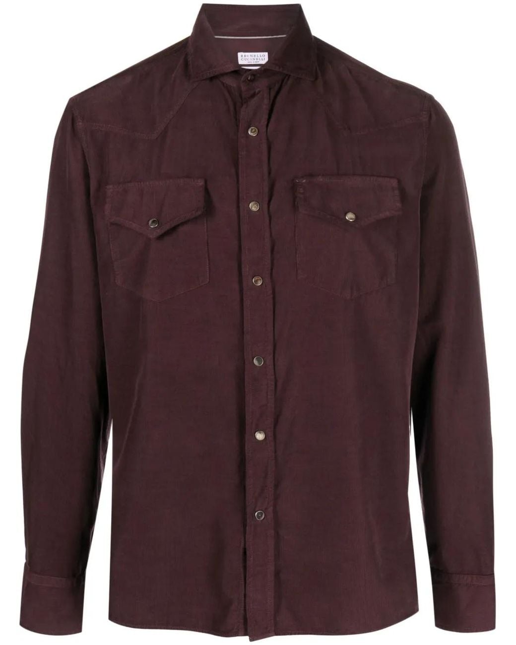 Brunello Cucinelli Purple Button-Up Cotton Shirt for men