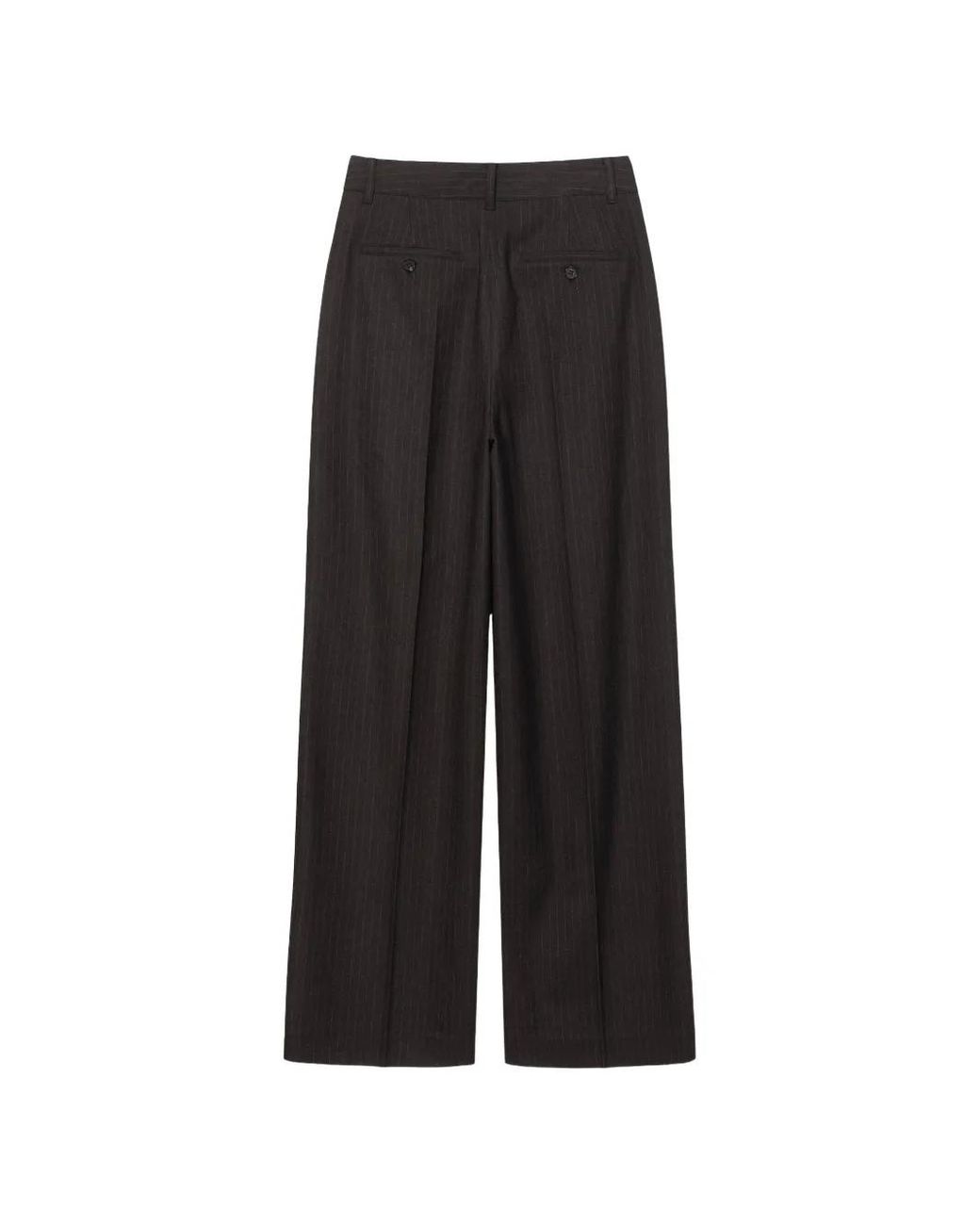 DUNST Black Pinstriped Pleated Trousers