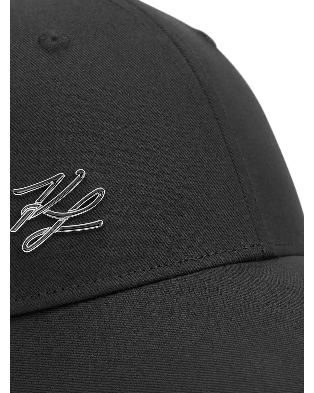 Karl Lagerfeld Black K/Autograph Logo-Plaque Cap