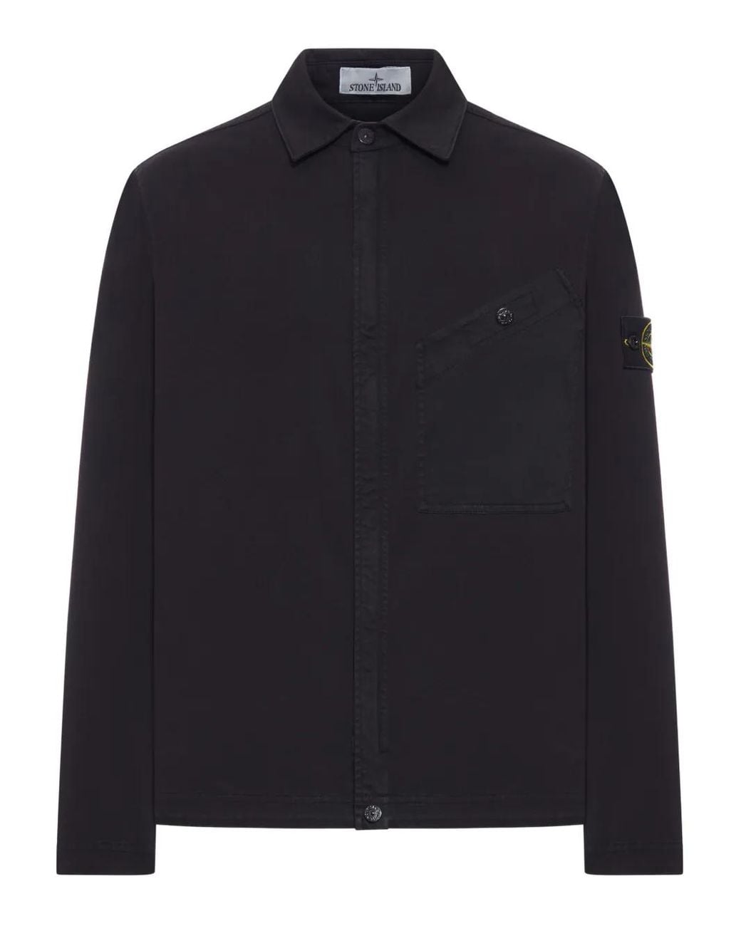 Stone Island Blue Badge-Pocket Cotton Shirt for men