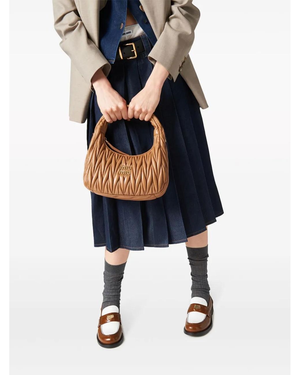 Miu Miu Brown Mocassini Spazzolato Bicolore