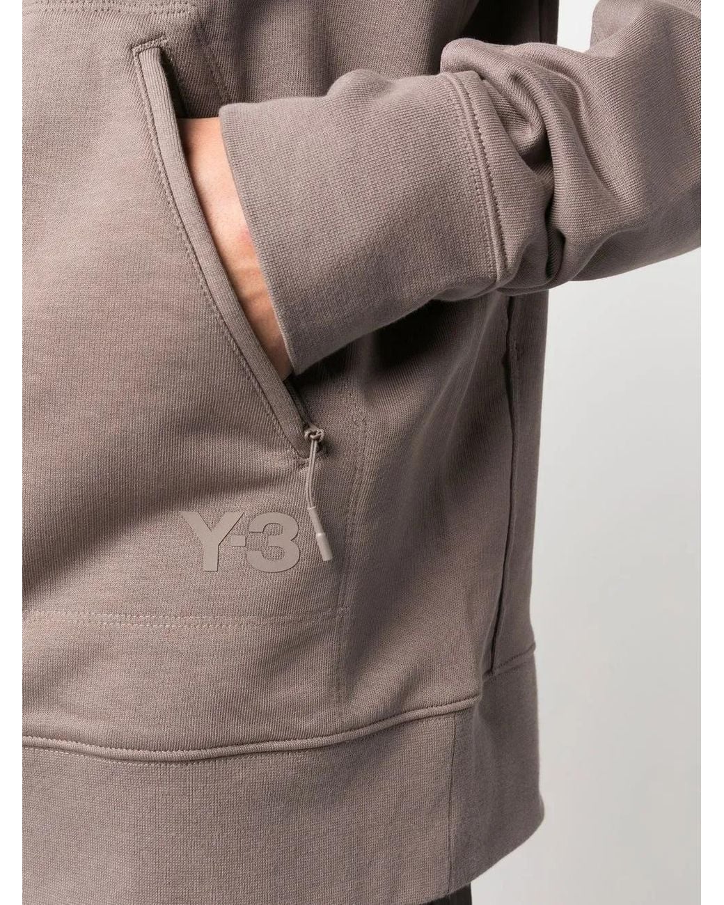 Y-3 Brown Zip-Up Cotton Hoodie for men