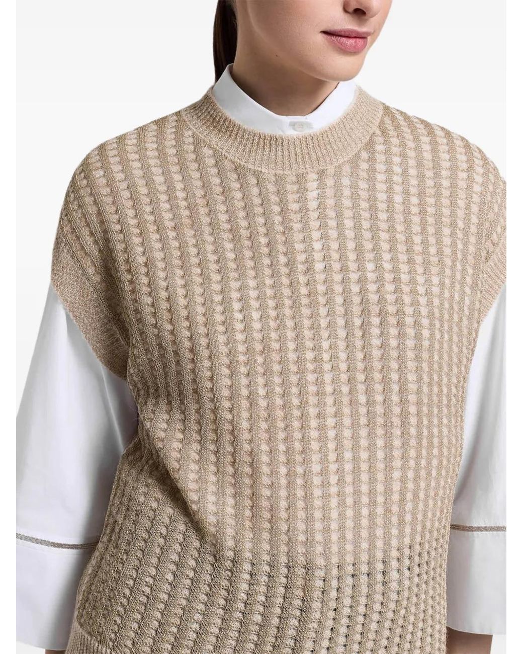 Peserico Natural Open-Knit Vest