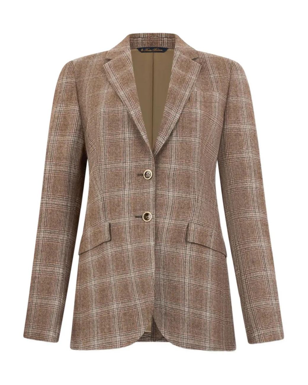 Brooks Brothers Brown Checked-Pattern Virgin-Wool Blazer