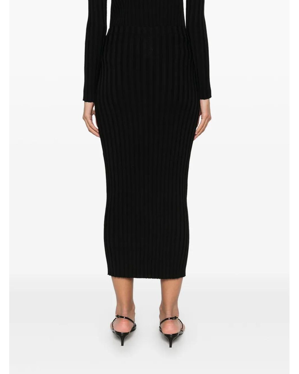 Fabiana Filippi Black Ribbed-Knit Skirt