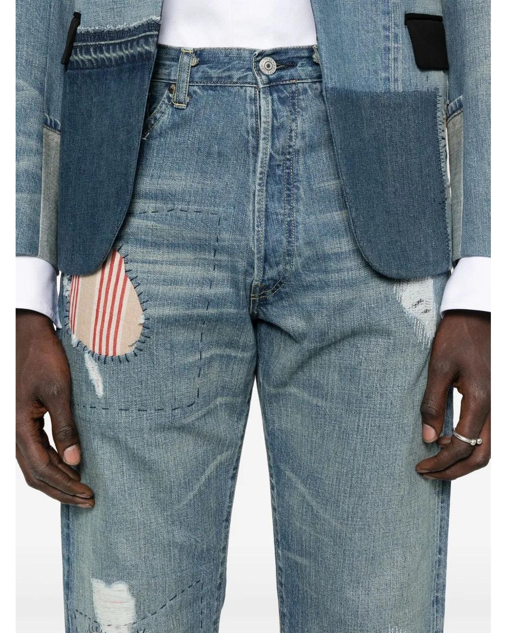 Jean À Détail De Patch Junya Watanabe pour homme en coloris Blue