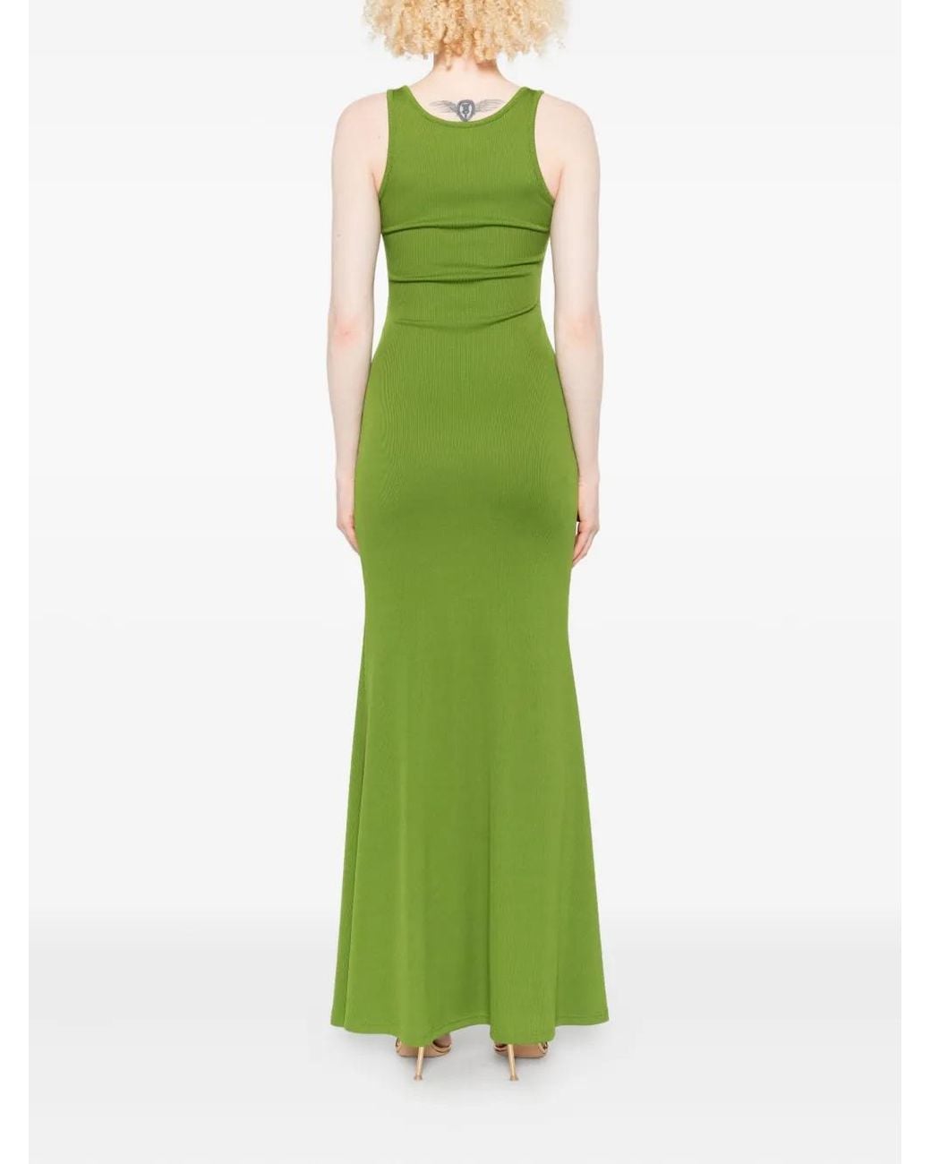 Christopher Esber Green Cut-Out Ring-Detail Maxi Dress