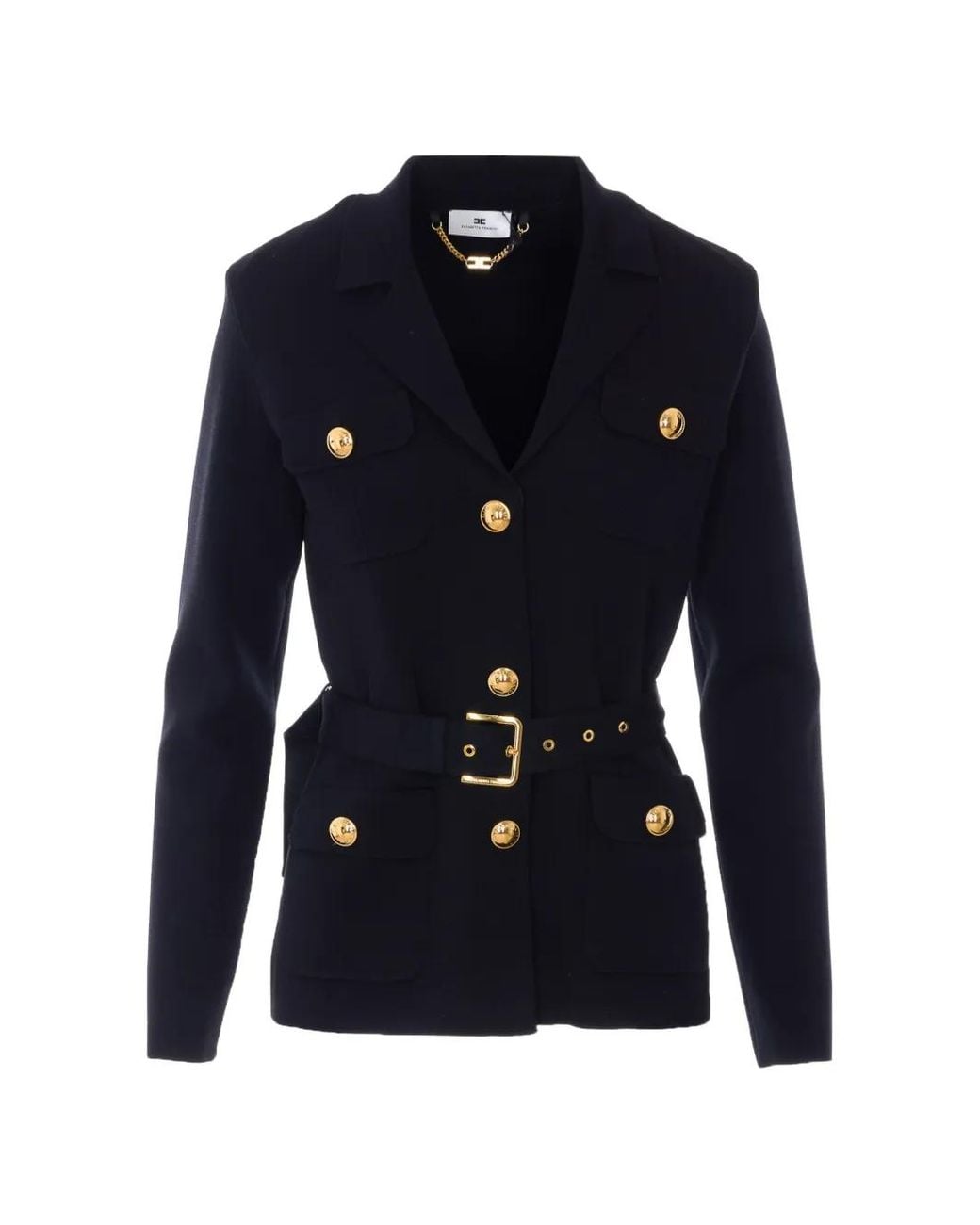 Elisabetta Franchi Blue Full Milano Stitch Knit Jacket