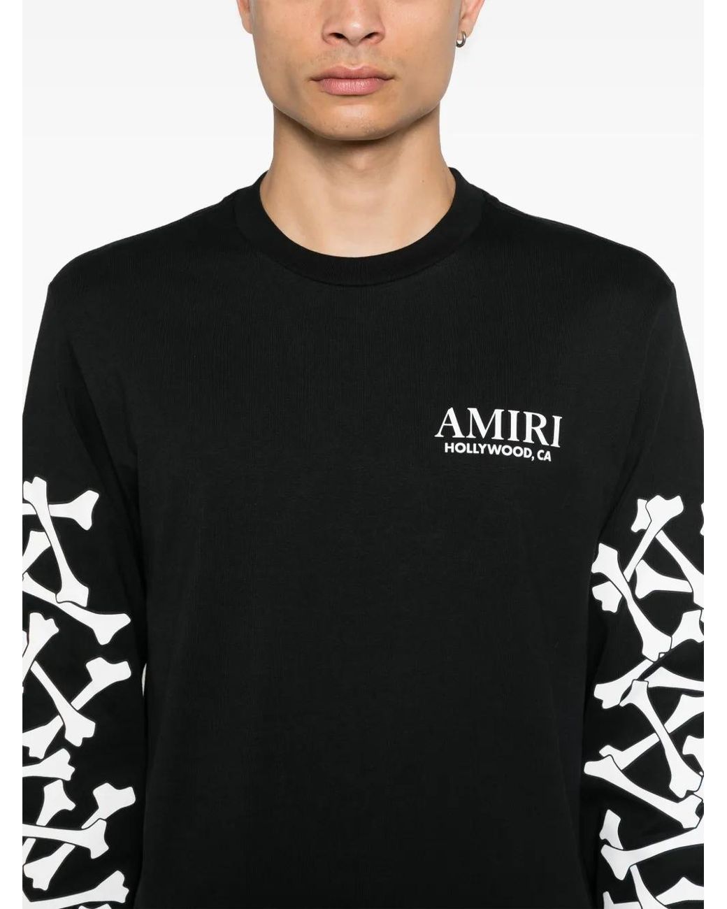 Amiri Black Stacked Bones Long-Sleeve T-Shirt for men