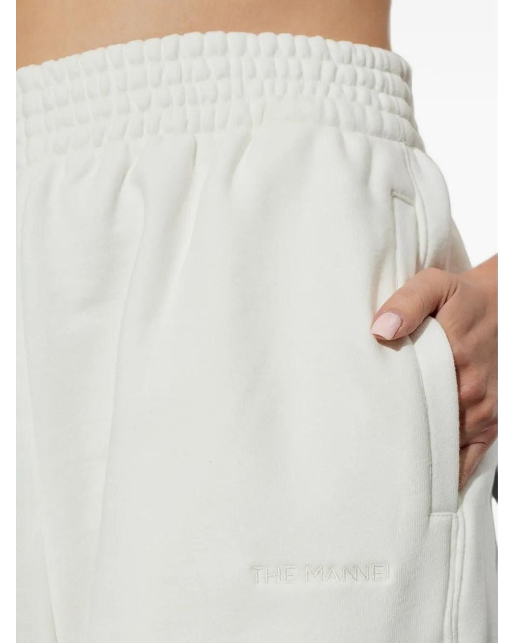 The Mannei White Logo-Embroidered Elasticated-Waist Track Pants