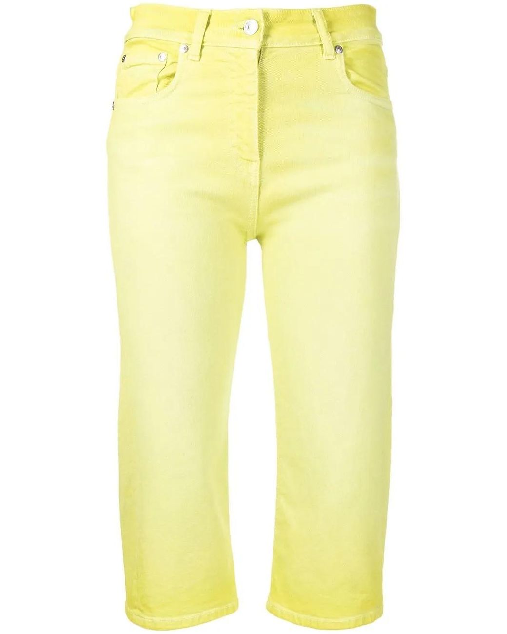 MSGM Yellow Mid-Rise Cropped Trousers