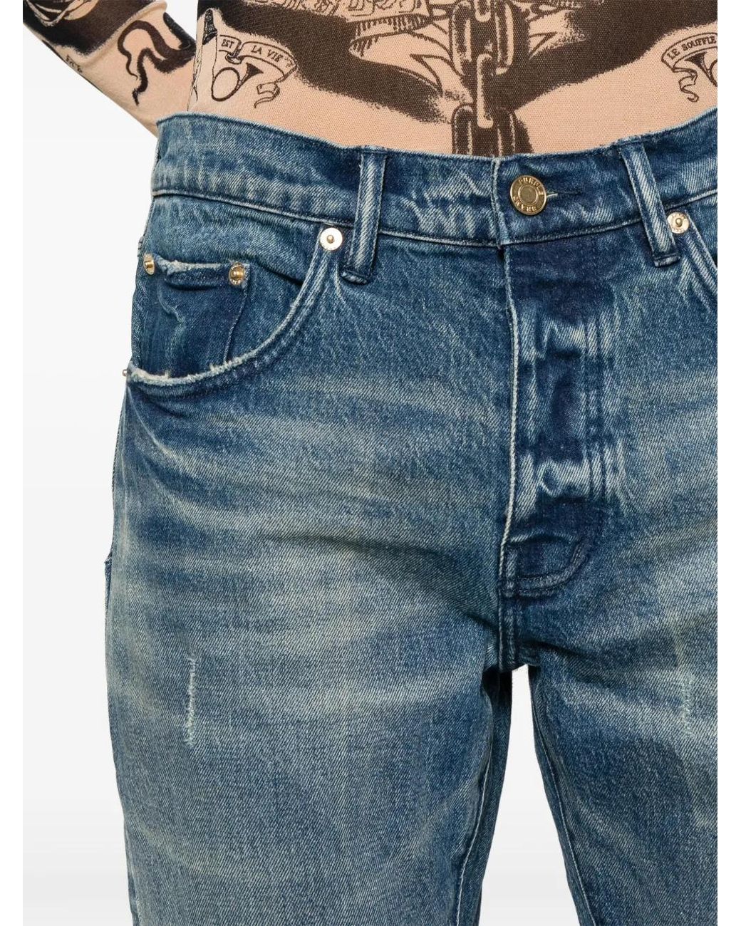 Purple Brand Blue P001 Low-Rise Slim-Leg Jeans for men
