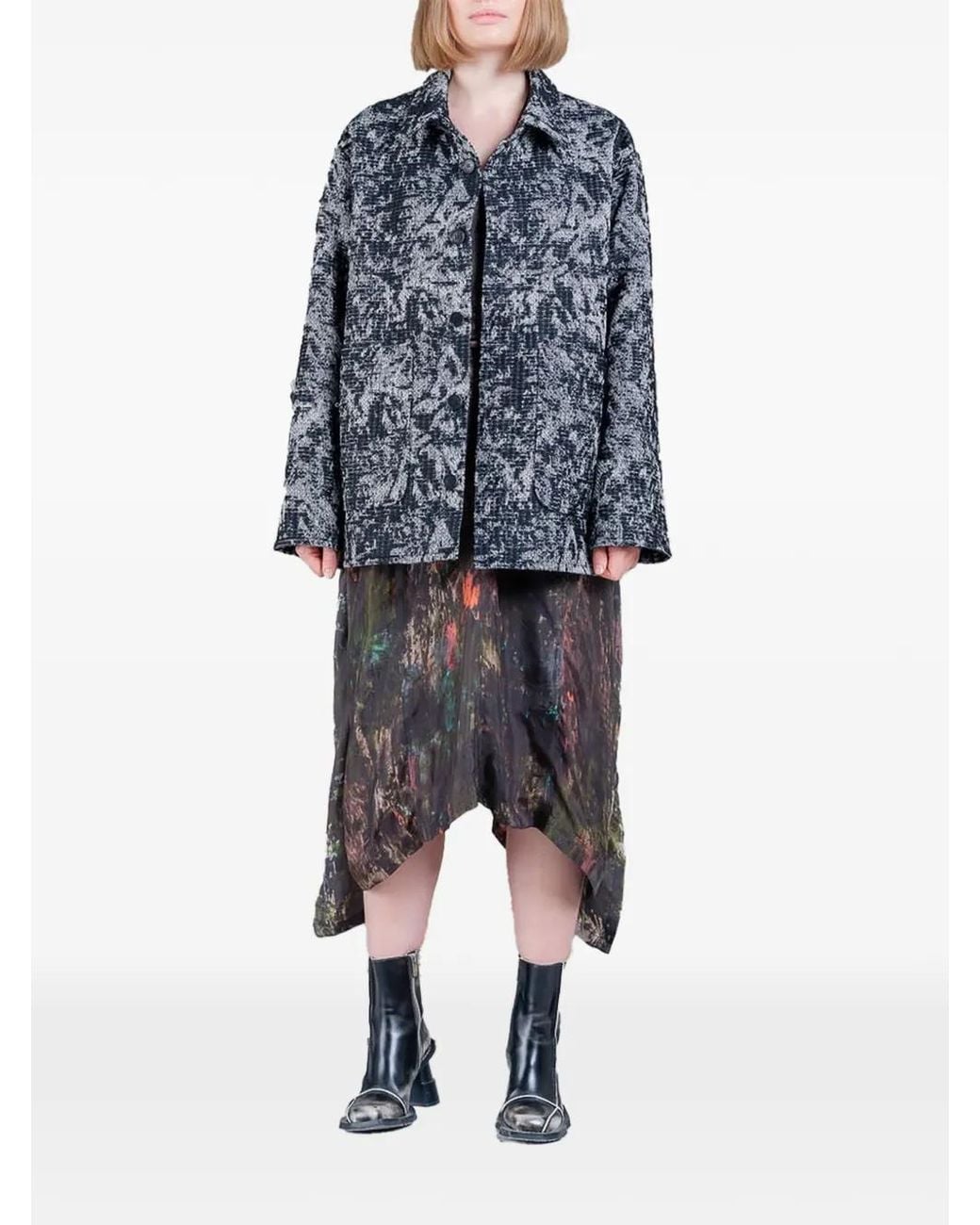 Henrik Vibskov Gray Wheel Textured-Pattern Jacket