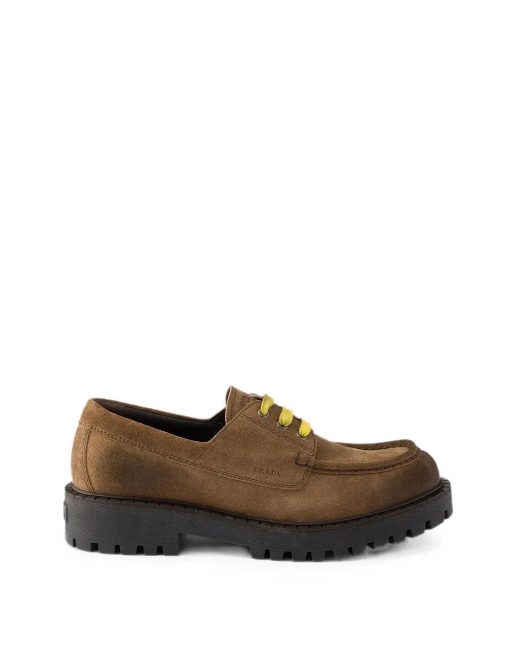 Prada Brown Waxed Suede Lace-Up Shoes for men