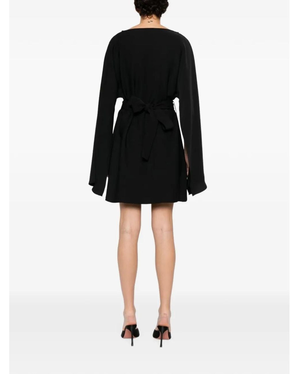P.A.R.O.S.H. Black Embellished Boat-Neck Mini Dress