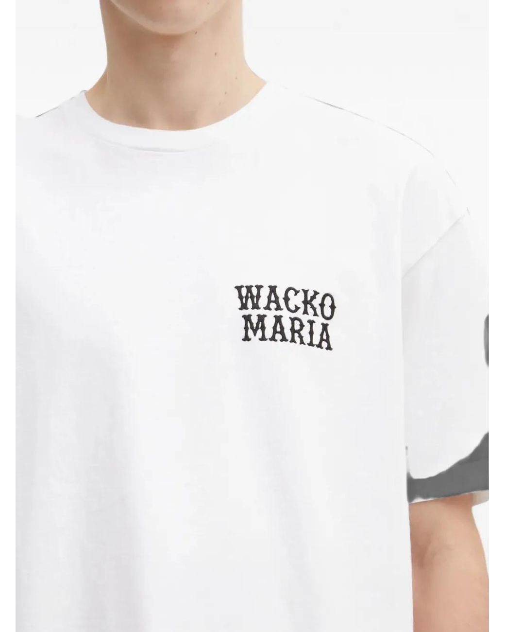 Wacko Maria White Logo-Print Knit T-Shirt for men