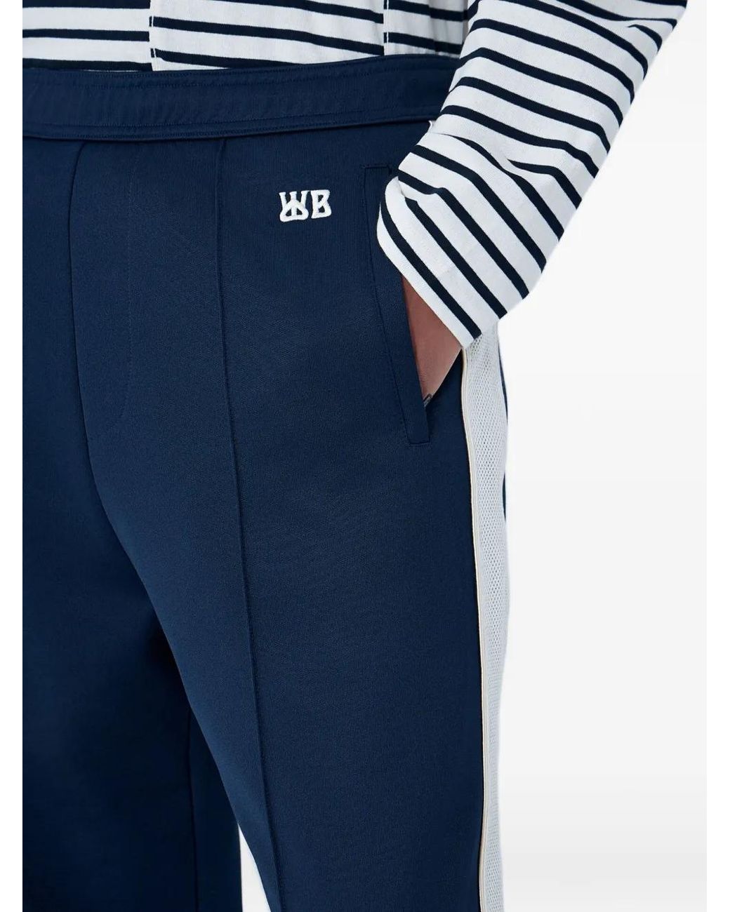 Wales Bonner Blue Motion Side-Stripe Track Pants for men