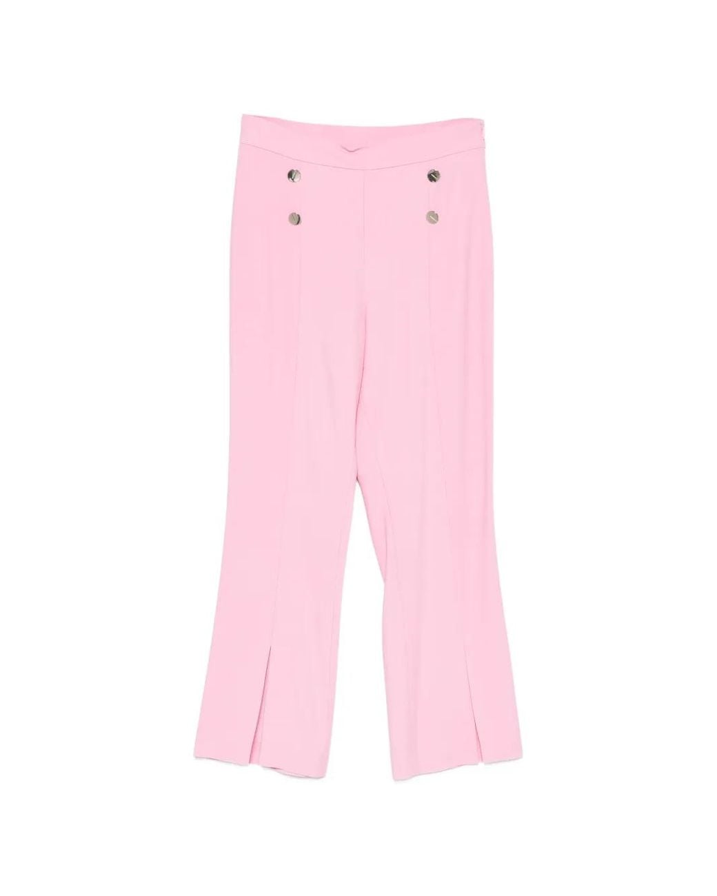 SIMONA CORSELLINI Pink Pantalon À Boutons Décoratifs Et Ourlets Fendus