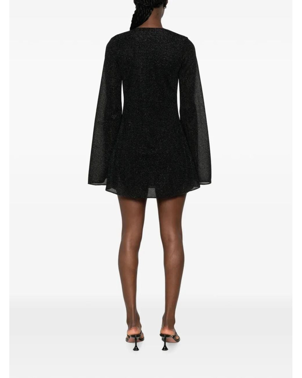 Oseree Black Dress V-Neck