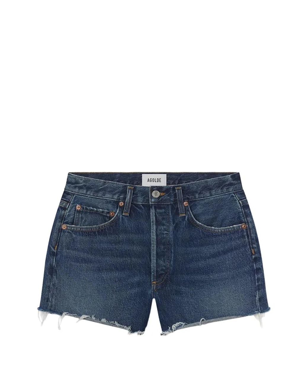 Agolde Blue Parker Vintage Raw-Cut Denim Shorts