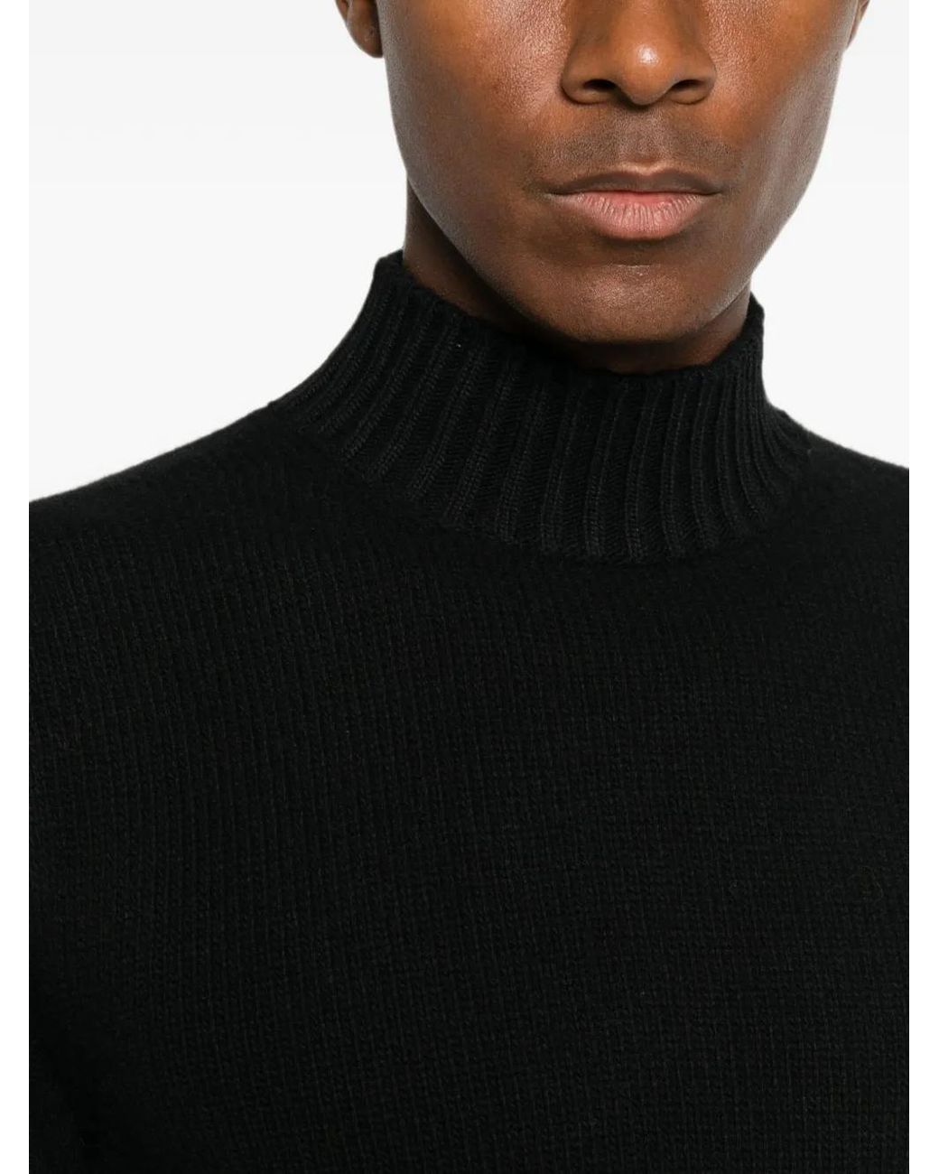 Pull Côtelé À Col Montant Fedeli pour homme en coloris Black