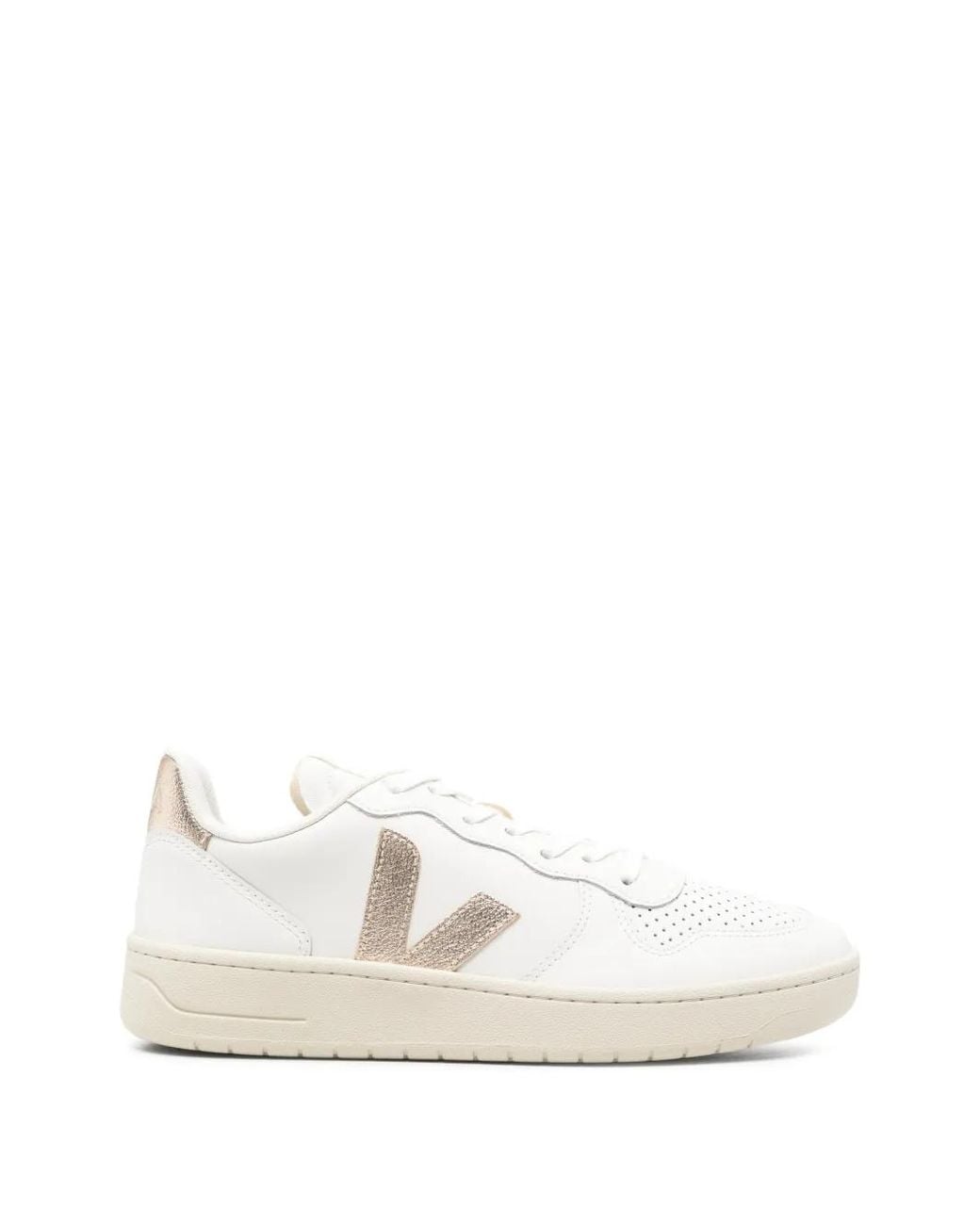 Veja White V-10 Leather Platine Sneakers