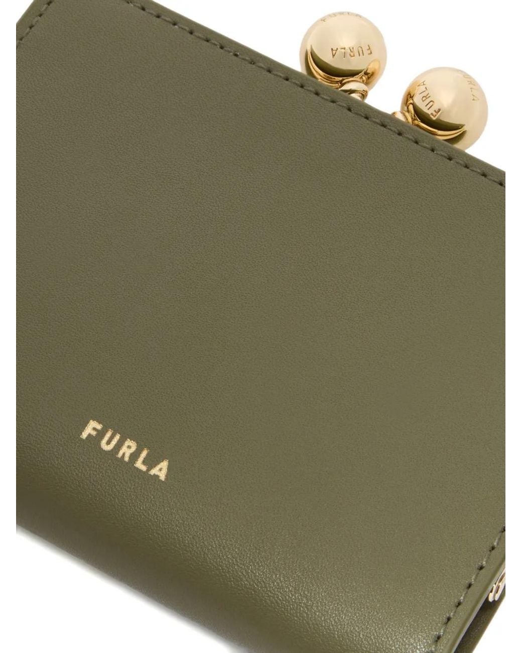 Furla Green Dots-Clasp Leather Coin Purse