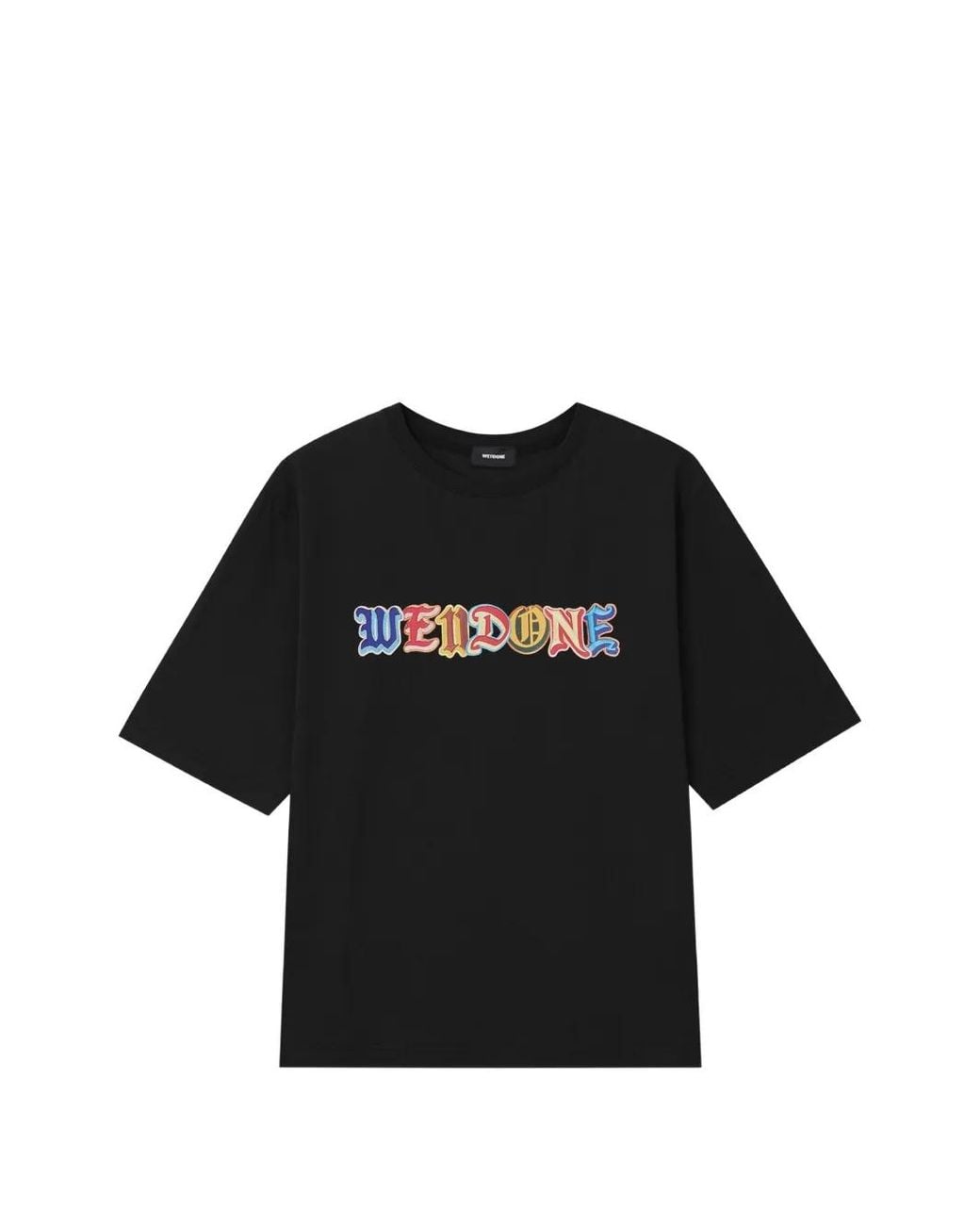 we11done Black Welldone Logo-Print T-Shirt