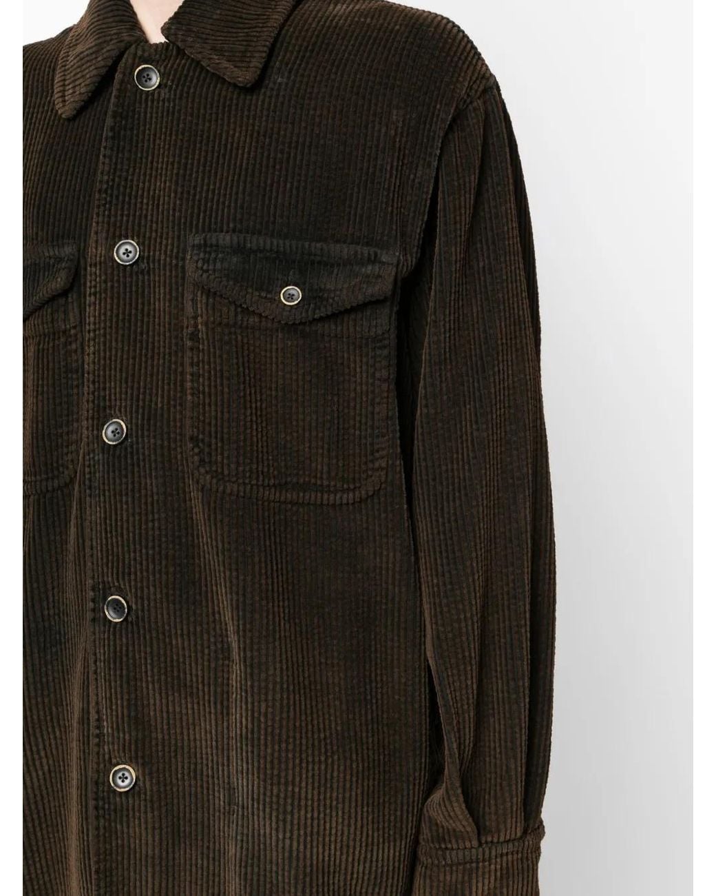 Uma Wang Black Corduroy Button-Up Shirt Jacket for men