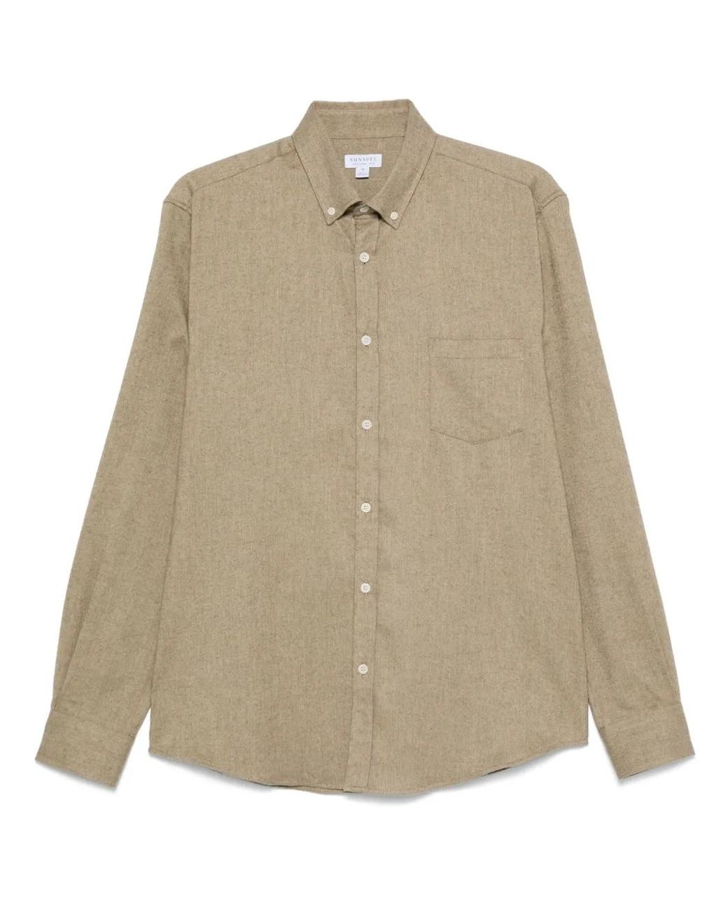 Sunspel Button-Up Overhemd in het Natural voor heren