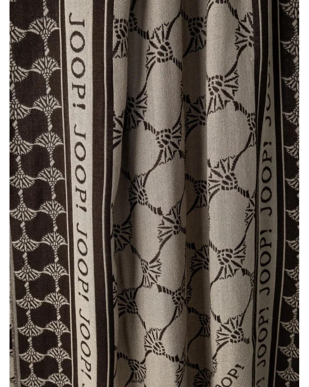 Joop! Natural Cornflower-Pattern Fringed Scarf