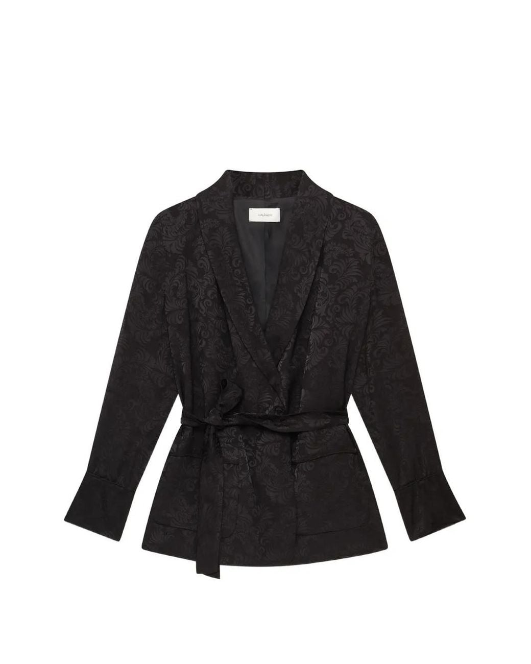 Maliparmi Black Damask-Jacquard Wrap Blazer