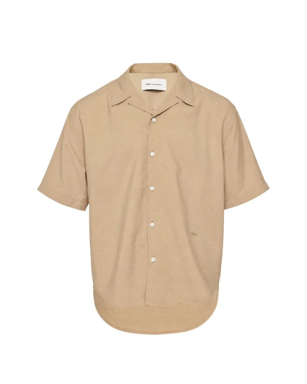AMI Natural Boxy Short-Sleeve Shirt With Shark Collar for men