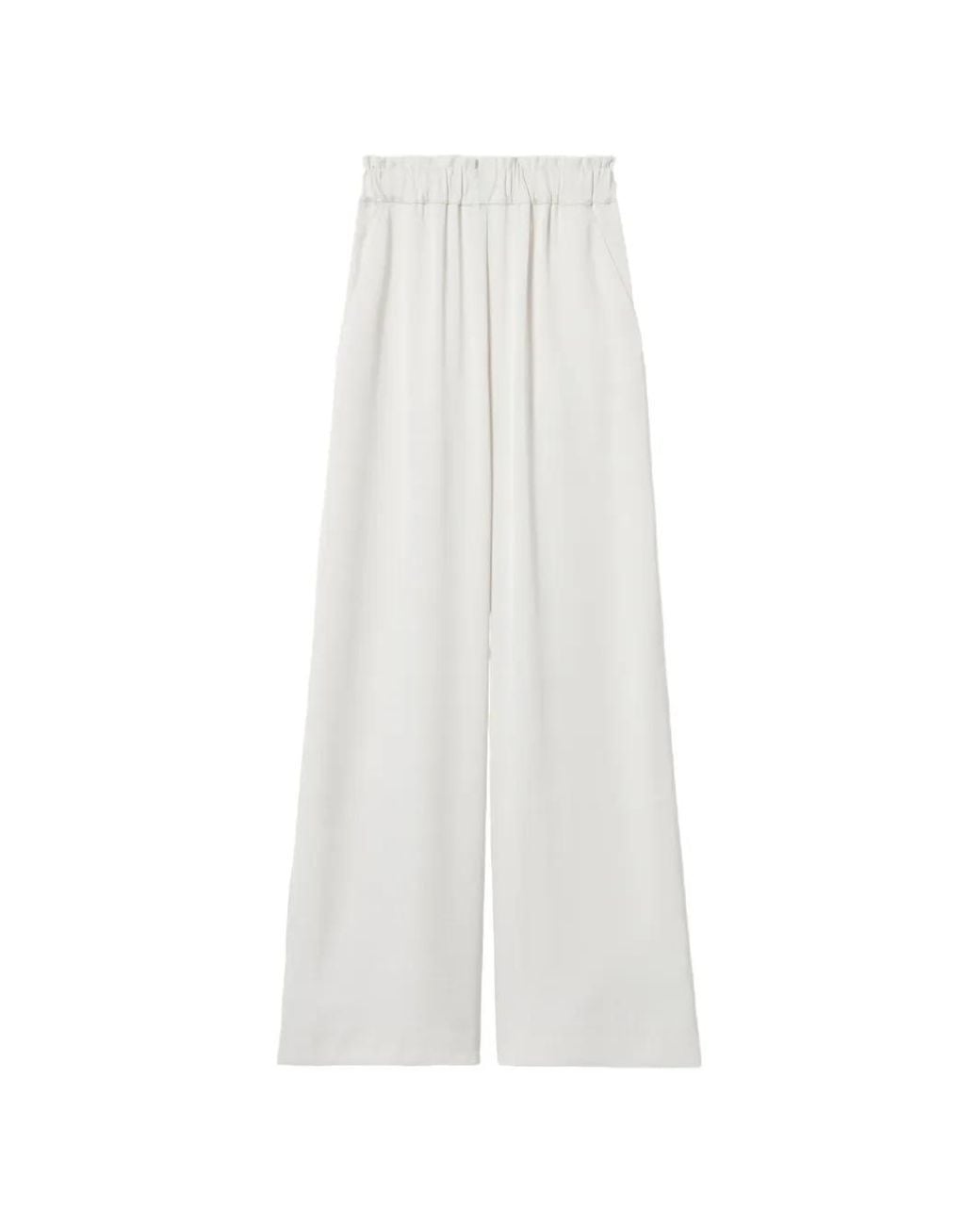 Claudie Pierlot White Flowy Satin Trousers