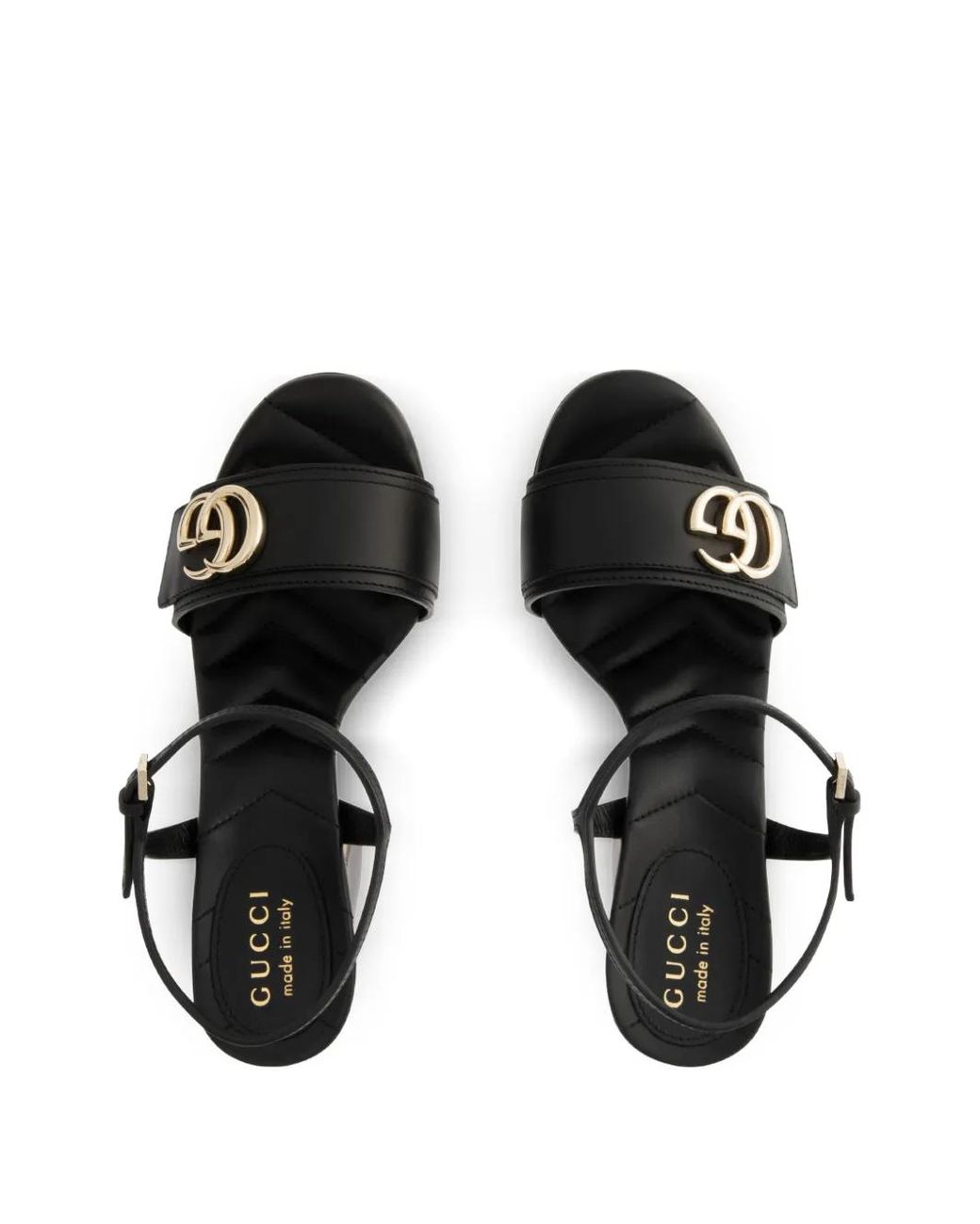Gucci Black Platform Sandals With Double G