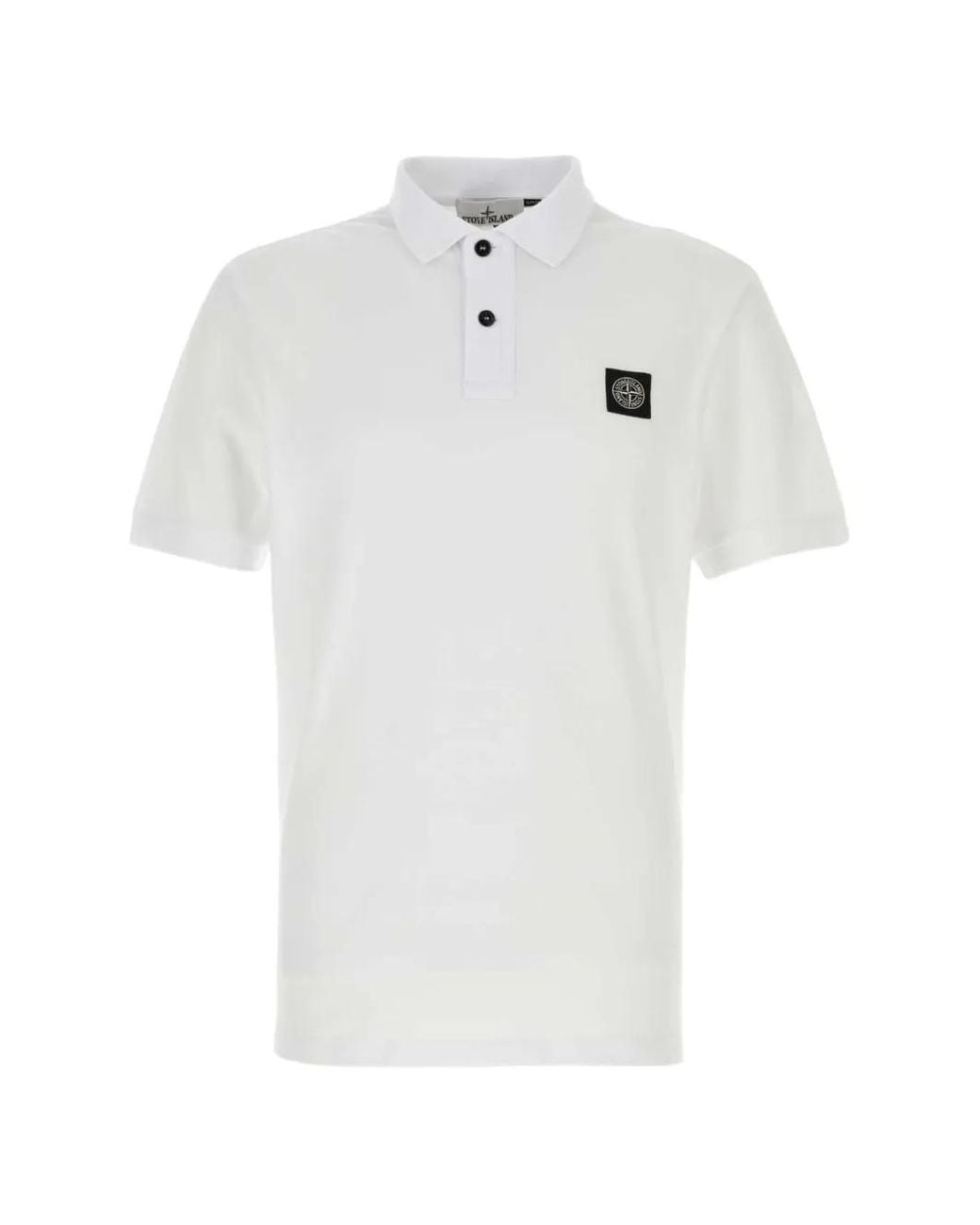 Stone Island White Polo À Patch Logo for men