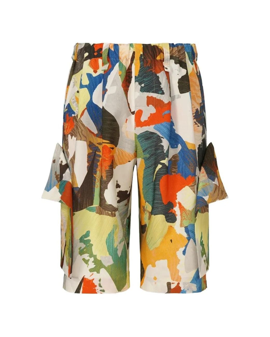 Homme Plissé Issey Miyake White Palette Marbled Cargo Shorts for men