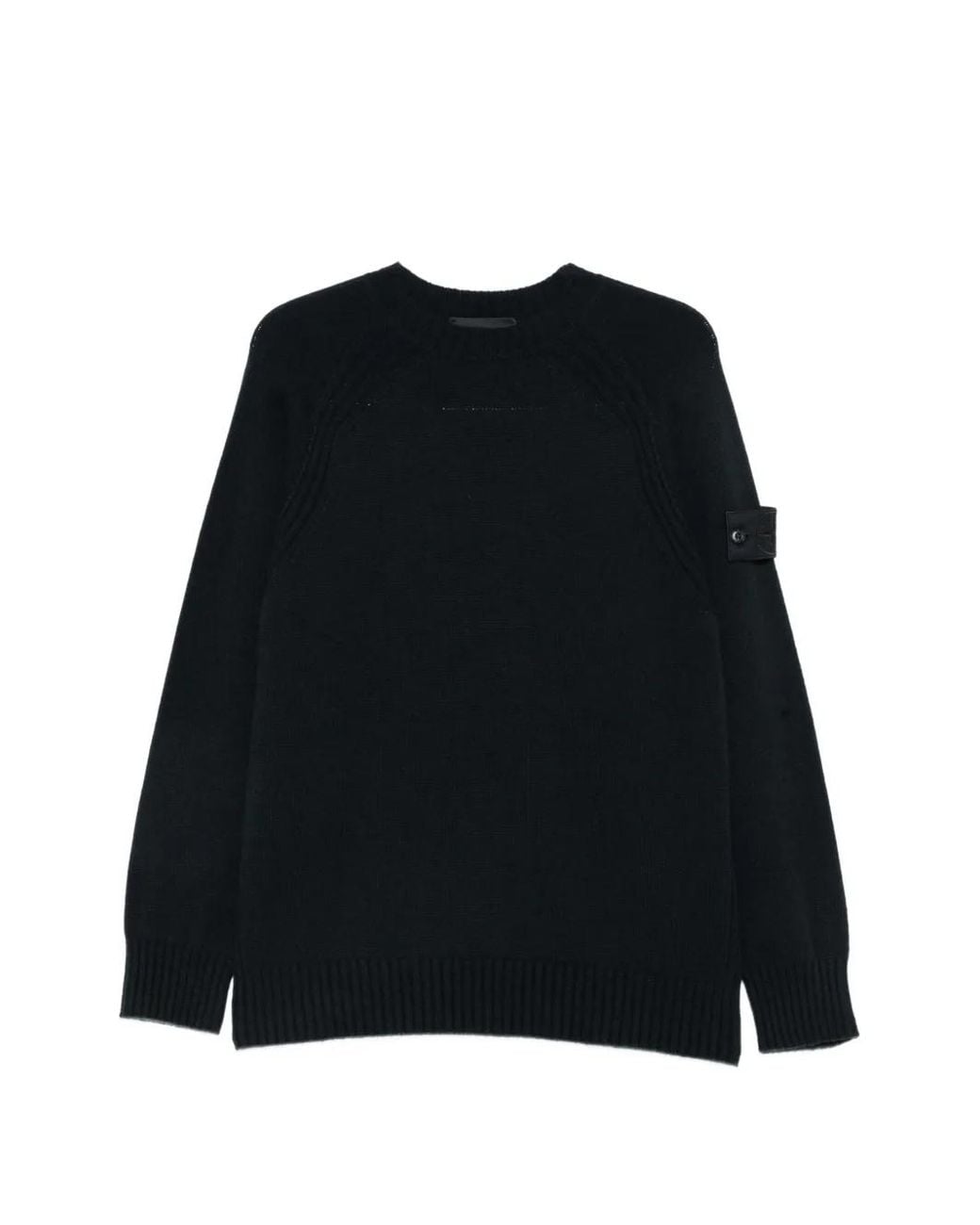 Stone Island Black Logo-Patch Raglan-Sleeve Sweater for men