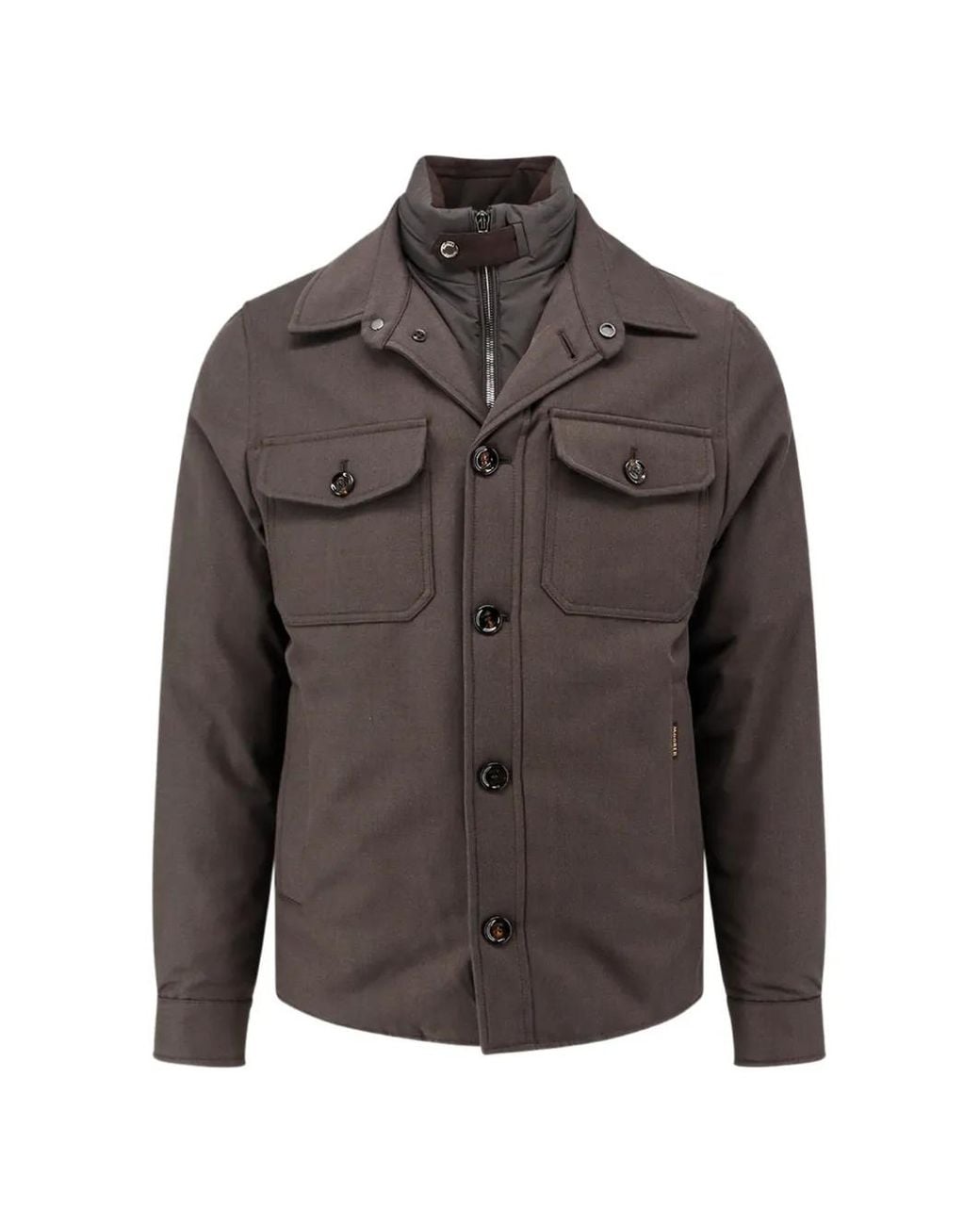 Moorer Gray Dasson-Pum Button-Up Jacket for men
