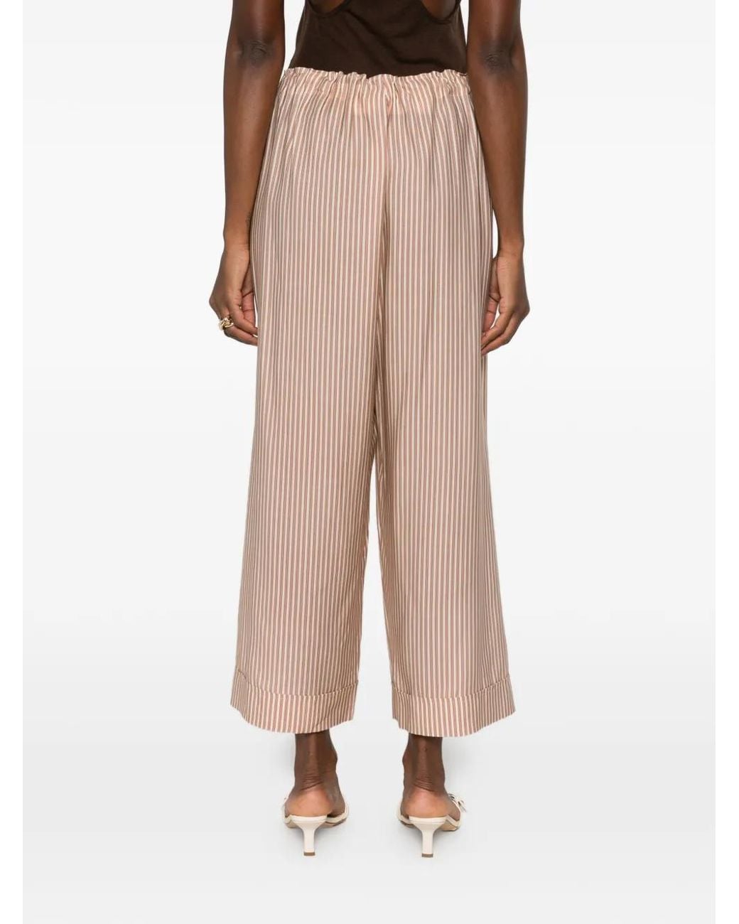 Magda Butrym White Vertical-Stripe Drawstring-Waist Trousers