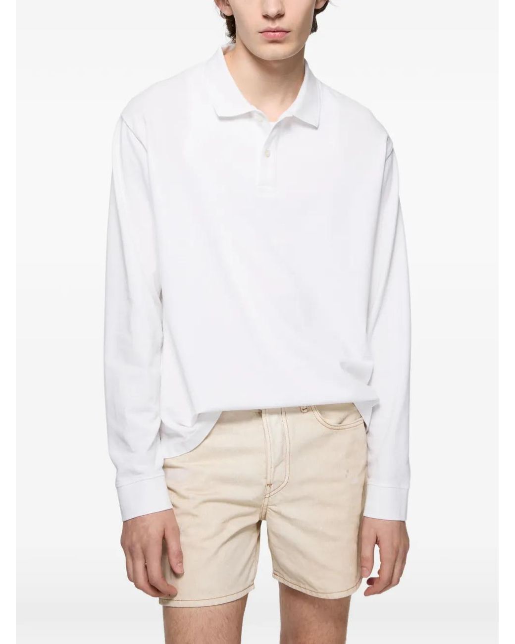 Polo Con Logo Estampado Acne de color White