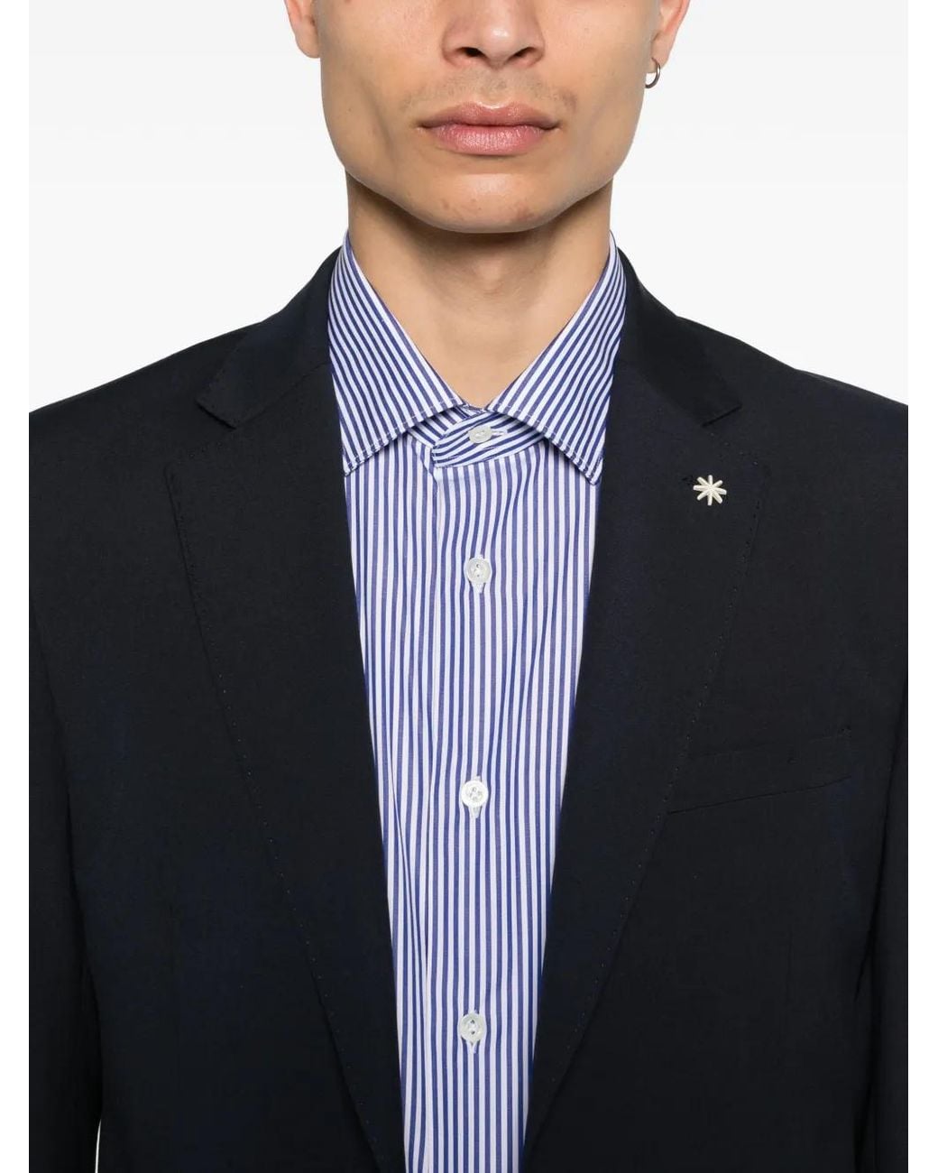 Manuel Ritz Blue Long-Sleeve Pocket Suit for men