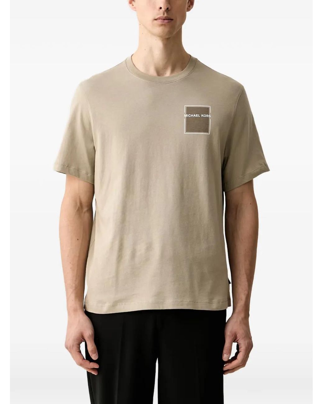 Michael Kors Natural Cotton T-Shirt With Graphic Logo for men