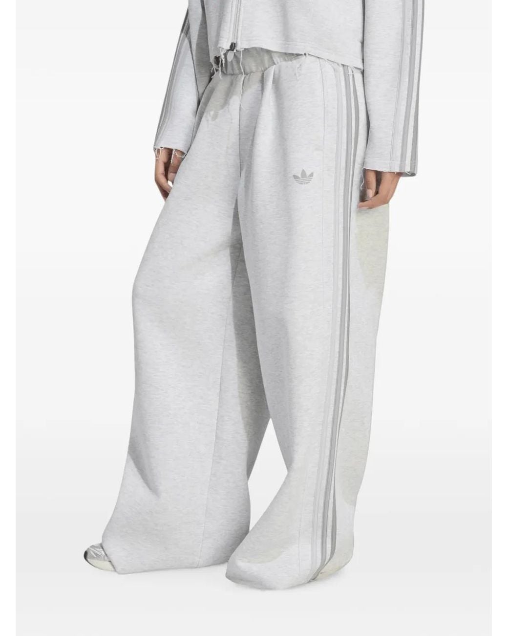 Adidas White Sst 2.0 Wide-Leg Track Pants