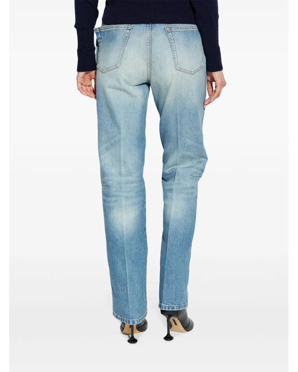 Victoria Beckham Blue High-Rise Straight-Leg Jeans