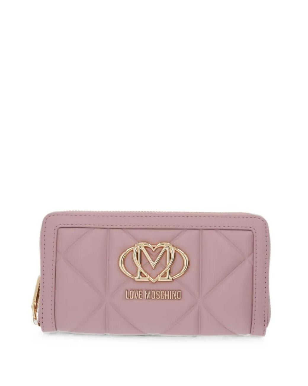 Love Moschino Pink Quilted Logo-Plaque Wallet