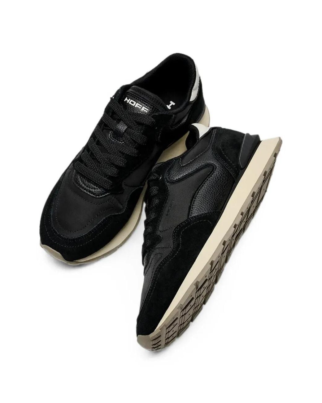 HOFF Black City Panelled Leather-Trim Sneakers